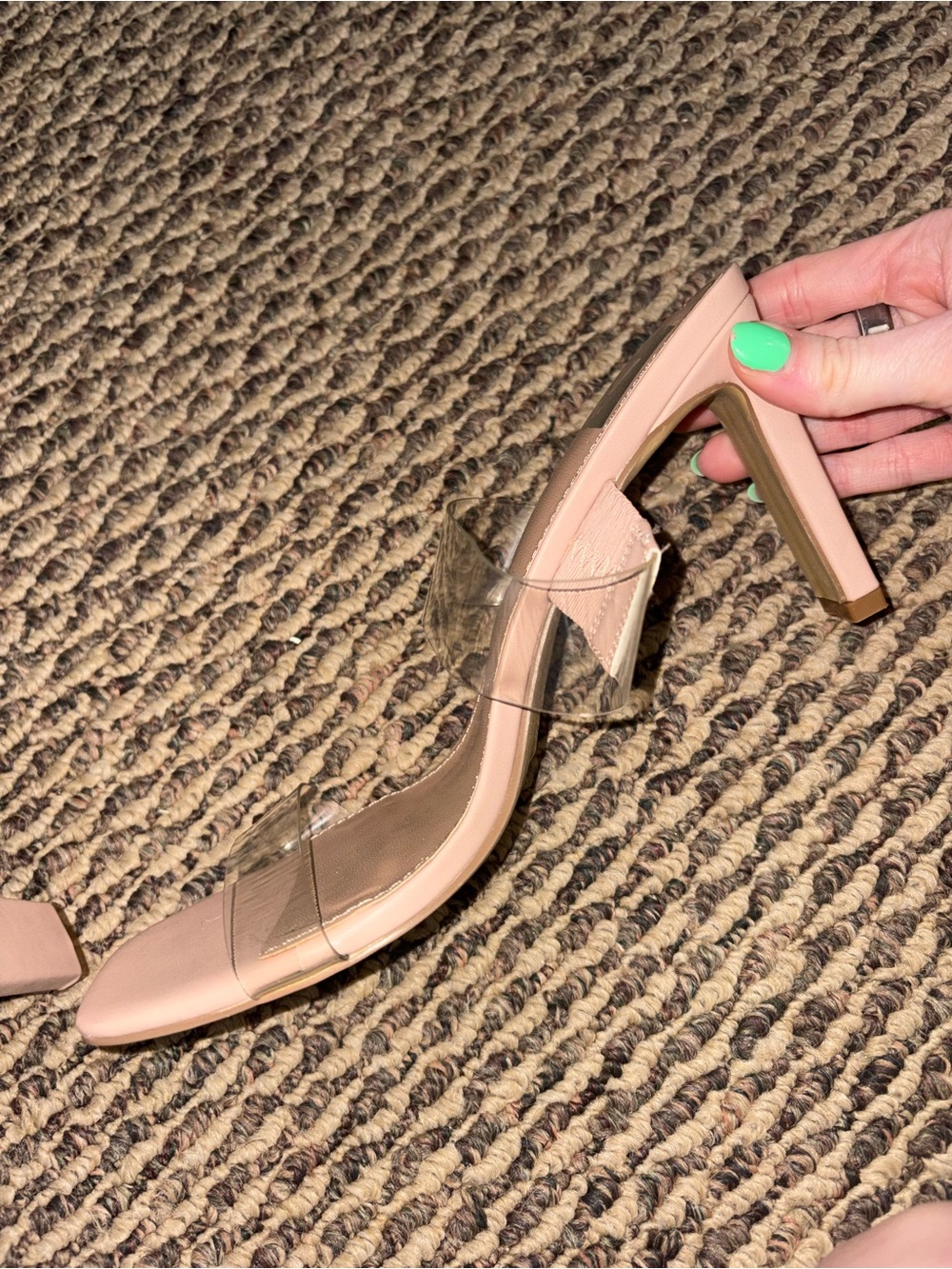 DV by Dolce Vita Blush Nude Clear Strap Block Heel Sandal